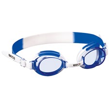 HALIFAX Kinderbrille weissblau Kinderschwimmbrille mit breitem Kopfband 100% UV