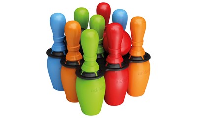 Kegelspiel 9 Kegel Kunststoff, Höhe 25cm mit 2 Wurfkugeln