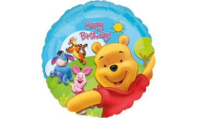 Folienb. Winnie the Pooh 46cm mit Freunde Happy Birthday selbstschliessendes Aut