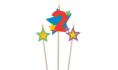 Zahlenkerze 2 mit Sterne 3Stk.