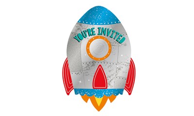 8 Einladungssets Blast Off incl. Umschläge