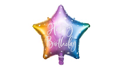 FB Stern Happy Birthday 40cm Rainbow selbstschliessendes Automatikventil