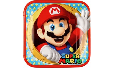 8 Teller Super Mario viereckig 23x23cm viereckig 23 x 23 cm