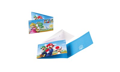 8 Einladungskarten Super Mario