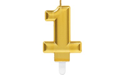 Zahlenkerze 1 gold ca. 7.5cm