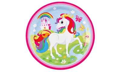 8 Kartonteller 23cm Einhorn
