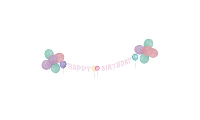 Deko-Set Happy Birthday Pastel Ballone & Partykette Happy Birthday