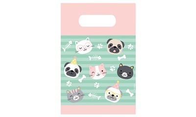 8 Partybeutel Hello Pets aus Papier