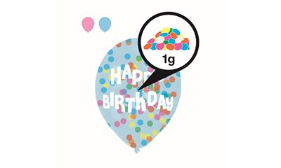 6 Latexballons Happy Birthday mit farbiger Konfetti Füllung 27.5cm