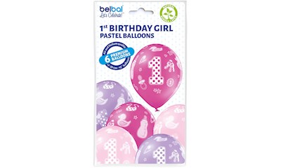 6 Ballone rosa Zahl 1 27.5cm