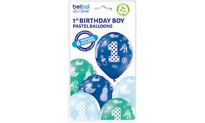 6 Ballone blau Zahl 1 27.5cm