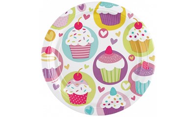 8 Kartonteller 23cm Cupcake