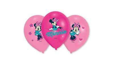 6 Ballone Minnie Mouse farbig 28cm