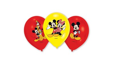 6 Ballone Mickey Mouse farbig 28cm
