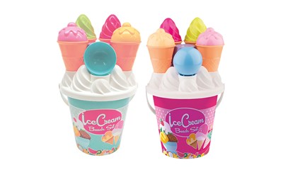 Cup Cake Sandeimer-Set ass. Eimer, Schaufel, 4 Sandformen, 4 Ice-Creams