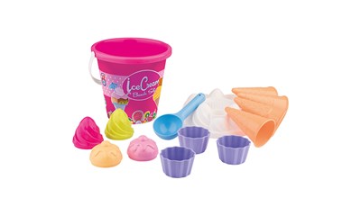 Cup Cake Sandeimer-Set ass. Eimer, Schaufel, 4 Sandformen, 4 Ice-Creams