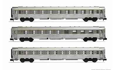 SNCF 3 Personenwg. DEV INOX A9, A5 bar+ B10 Ep III