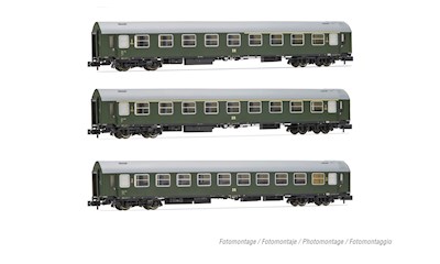 DR 3er-Set OSShD Typ B Personenwagen grün 1x A + 1