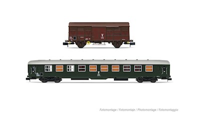 SNCF Unterhaltszug 1x ex B10 Personenwagen and 1x