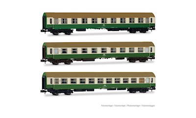 DR Wagen-Set  Set OSShD-Wagen Typ B  Nr. 2/2  1x A + 1x AB + 1x Bc   grün/beige