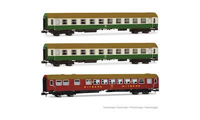 DR Wagen-Set 2 OSShD Typ B  1x WR + 2x B  grün/beige  Ep. IV