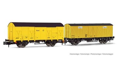 AZVI 2 gedeckte Güterwagen gelb J2 + J3 Ep.V-VI