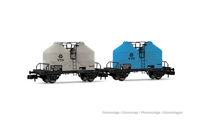 DR-Miet 2er-Set 2-achsige Silowagen Ucs grau VTG