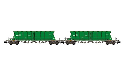 RENFE MercancÃas 2 Selbstentladewagen Faoos 4-achs. Faoos grün Ep.V-VI
