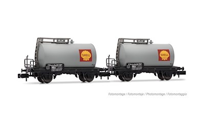 FS 2-teiliges Set 2-achsiger Kesselwagen Shell silber Ep. III-IV