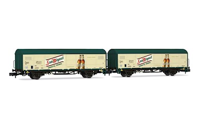 RENFE 2-teiliges Set JPD-Wagen San Miguel  beige/grün  Ep. V