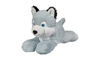 Eco Husky 23 cm liegend aus recycelten PET-Flaschen, weicher Plüsch, ab 0 Jahren
