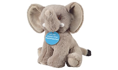 Eco Elefant 20 cm sitzend aus recycelten PET-Flaschen, weicher Plüsch, ab 0 Jahr