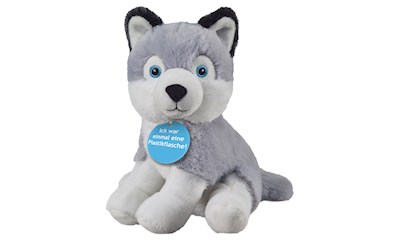 Eco Husky 20 cm sitzend aus recycelten PET-Flaschen, weicher Plüsch, ab 0 Jahren