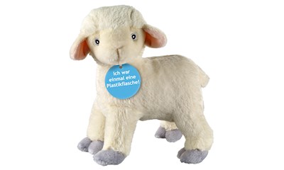 Eco Lamm 20 cm stehend aus recycelten PET-Flaschen, weicher Plüsch, ab 0 Jahren