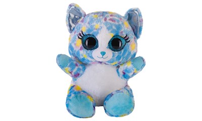 Lashy Katze blau/bunt 20 cm Kuscheltier, weicher Plüsch, Glizteraugen, ab 0 Jahr