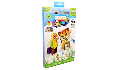 Create Tiere Puma + Papagei, d 3D Holzmodell, Wassermalstift, wiederverwendbar,