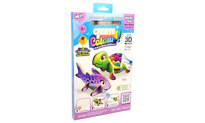 Create Meerestiere Schildkröte + Hai, d, 3D Holzmodell, Stift, wiederverwendbar,
