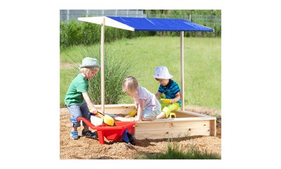 Sandkasten natur mit Dach 118x118x118 cm, Holz, Dach verstellbar, ab 3+