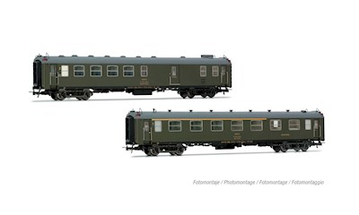 RENFE 2-teiliges Set Pwersonenwagen 1x BBD4 Gepäckwagen + 1x AAR Barwagen mit