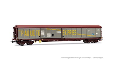 RENFE 4-achsiger DDJP-Wagen Paquete-Expres  silber-oxidrot  Ep. IV