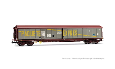 RENFE 4-achsiger DDJP-Wagen Paquete-Expres  silber-oxidrot  Ep. IV