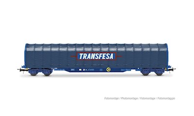 SNCF/RENFE 4-achsiger Schiebeplanenwagen Transfesa blau Ep. IV