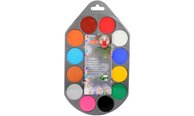 Aqua Schminkset 12x4g 12 Gesichtsfarben, 2 Schwämme, 2 Pinsel und Anleitung