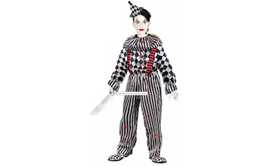 Retro Clown Grösse L Overall mit Kragen und Hosenträgern und Kopfbedeckung