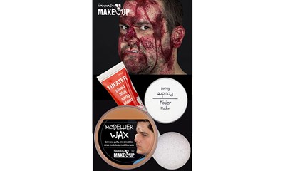 Schminkset Horror Set Erw Bluttube/Modellier Wax/Fixierpuder Effektschwamm und A