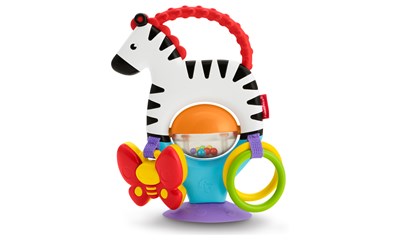 Kleines Spiel Zebra mit Saugnapfbefestigung, ab 3 Monaten