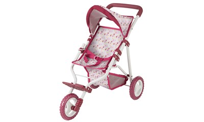 Puppenbuggy 3-Rad mit Sonnendach und Korb, Happy Flowers für Puppen bis 46c