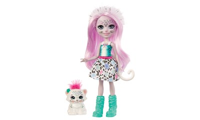Enchantimals Sybill Snow Leopard & Flake, Puppe 15 cm, Tierfreund, ab 4 Jahren