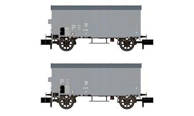 SBB 2 gedeckte Güterwagen K2 grau Ep. II