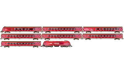 Personenzug mit Rh 1116 8-tlg. ÖBB Railjet/100 J.